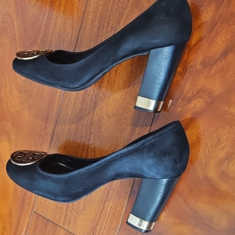Tory Burch “Maddie” Suede Pumps — Elegant Block Heel Classic Sz 7.5 - Picture 10 of 13